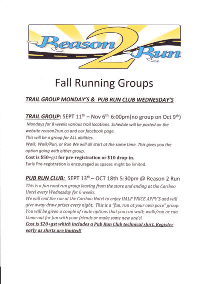 Fall 2017 Run/Walk Groups